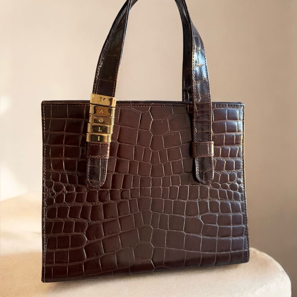 Charmed brown croc Bruno Magli mini tote